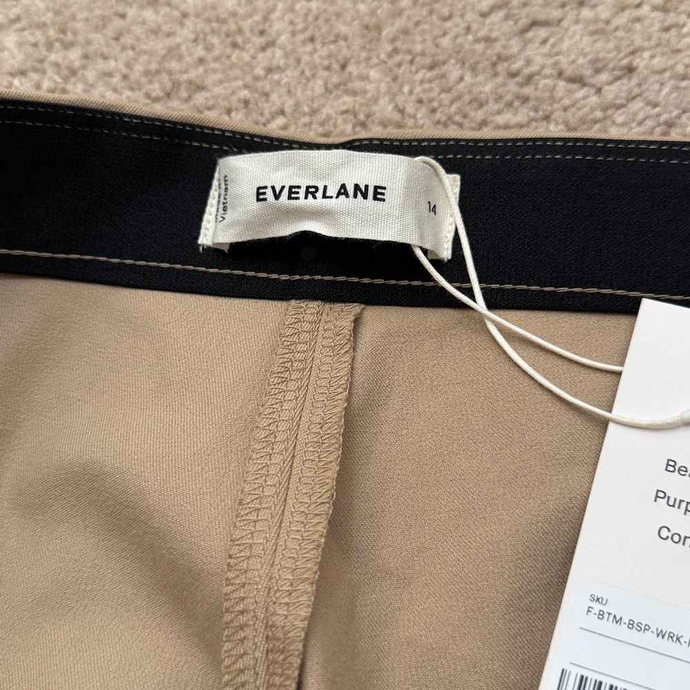 NWT Everlane Bi-Stretch High Rise Tan Khaki Side Zip Pull On Work Pants Size 14 - Picture 10 of 13
